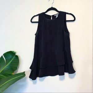 Black asymmetrical tank top